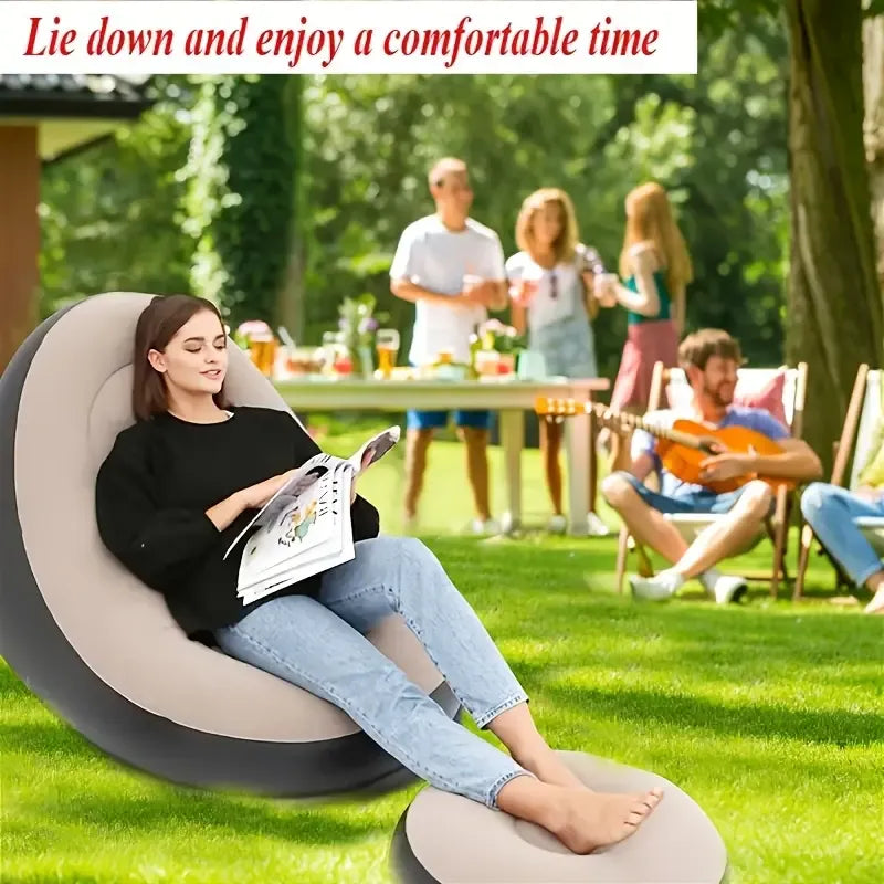 Inflatable Sofa with Footrest and Free Manual Inflator