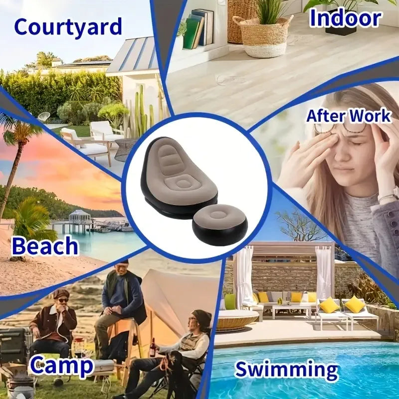 Inflatable Sofa with Footrest and Free Manual Inflator