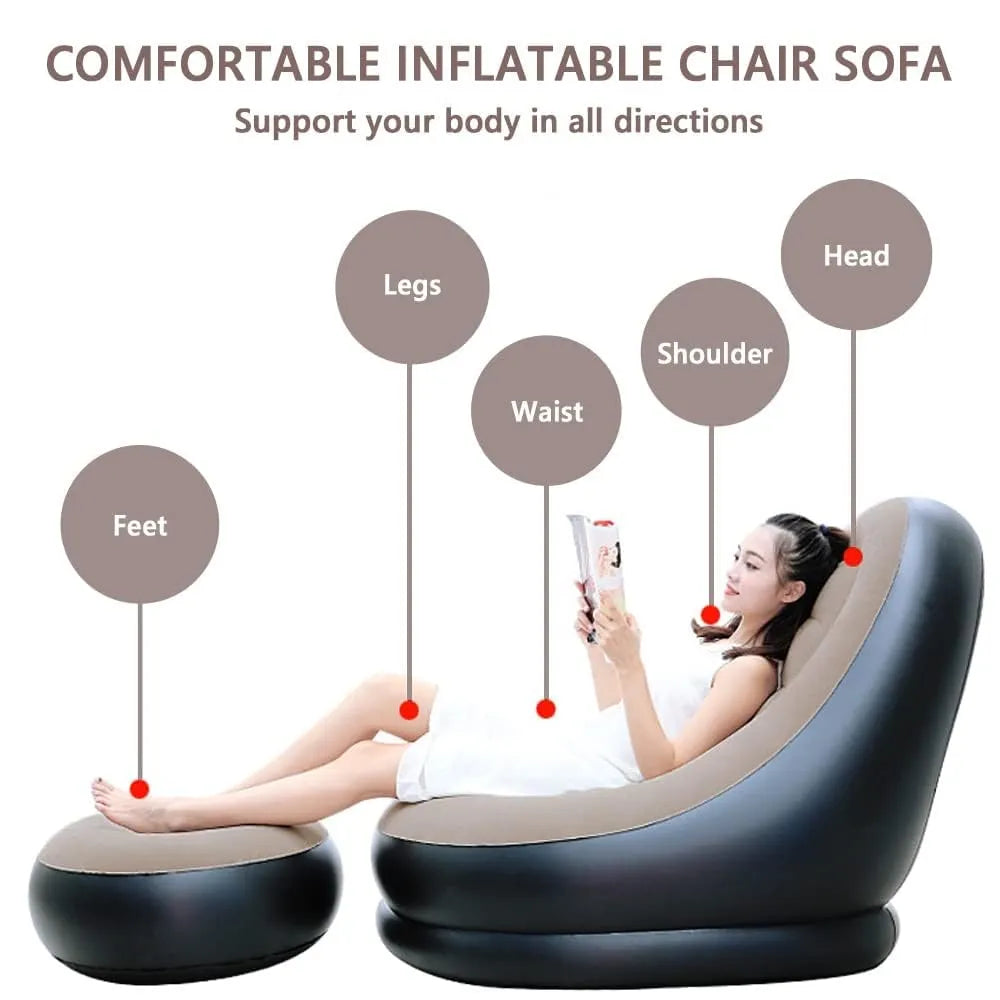 Inflatable Sofa with Footrest and Free Manual Inflator